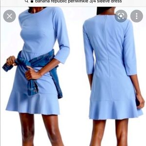 Banana Republic Women’s 3/4 sleeve dress with ruffle hem. Periwinkle sz 6